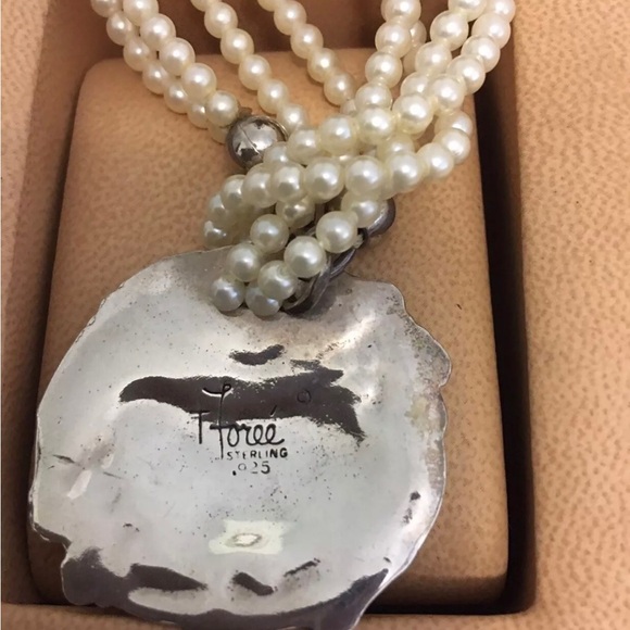 Vintage Foree Hunsicker Sterling 925 Faux Pearl Necklace 20”Length - Picture 4 of 5
